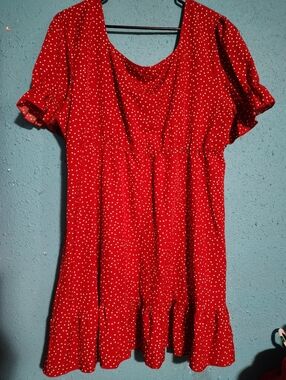 SHEIN Red Polka Dot Short Sleeve Tunic